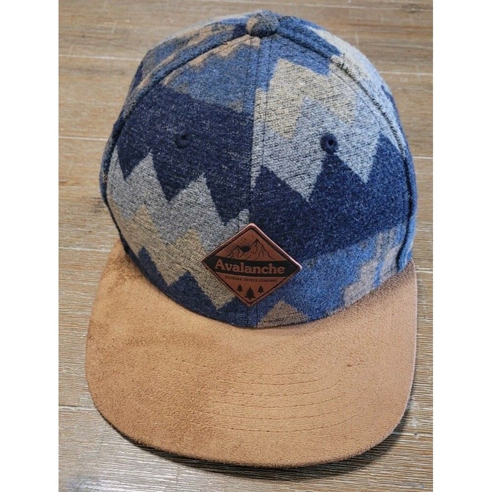 Avalanche Hat Adult Wool Blend Snapback Blue Gray Adjustable Cap Outdoor Hiking